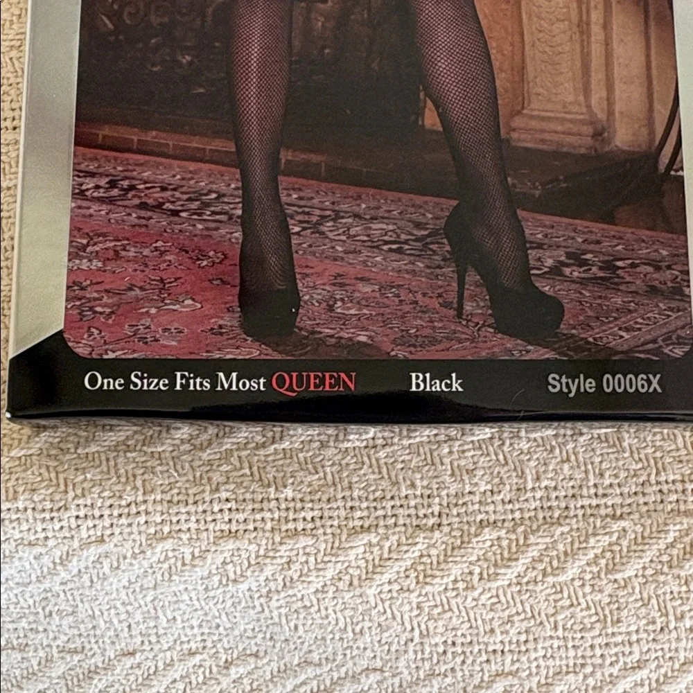 NWT Dreamgirl Black Fishnet Thigh Highs Queen One size fits most lingerie